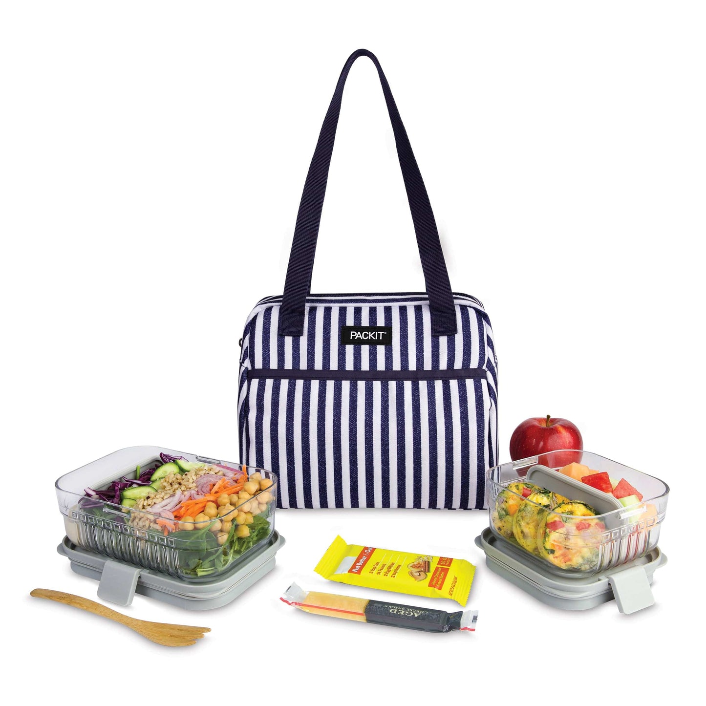 freezable-hampton-lunch-bag-g5 freezable-hampton-lunch-bag-seaside-stripe-front-food-combo.jpg