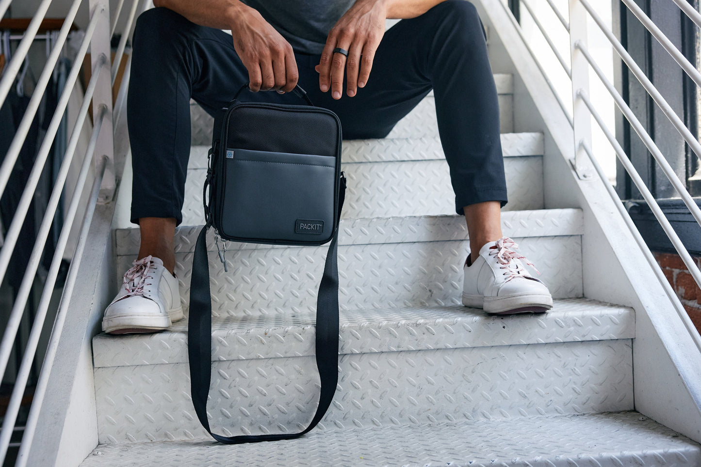 freezable-upright-lunch-box-h0 freezable-upright-lunch-box-black-gray-lifestyle-model-bag-only.jpg